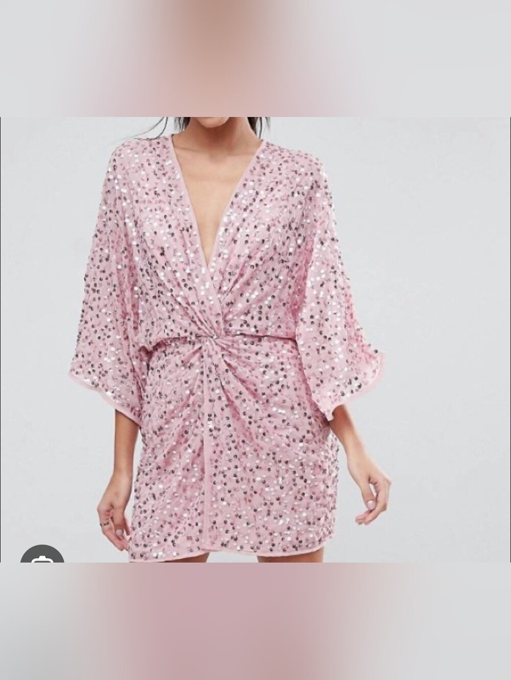 ASOS Pink Sequin Knot-Front Sleep Tunic